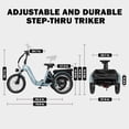thumbnail image 3 of ACTBEST Electric Tricycle for Adults, 750W Motor 48V 15.6Ah Battery, 20" x 3.0" Fat Tire 3-Wheel Electric Bicycle, 7-Speed Step-Thru Electric Trike with Dual Suspension (Blue) with Mirror, 3 of 6
