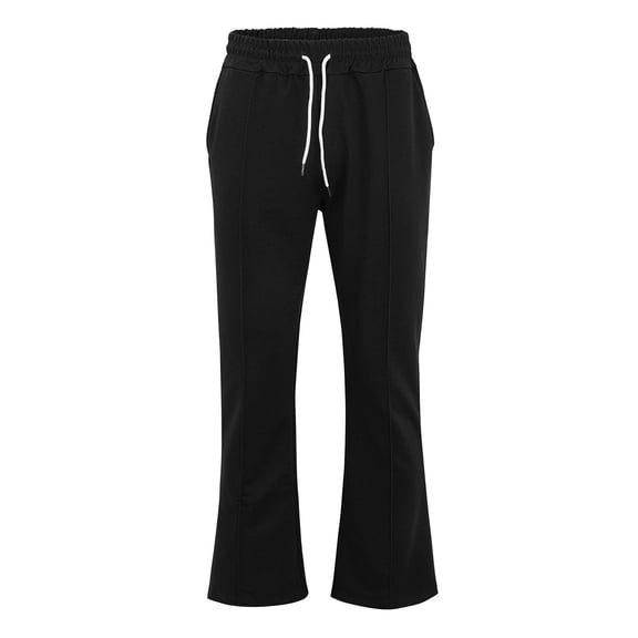 Breezora Men's Flared Jogger Pants Slim Fit with Drawstring Elastic Waist Athletic Casual Pants for Sporty Style and Lounge Wear L Size Black
