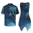 thumbnail image 6 of Psesaysky Blue Palm Tree Print Mens Shirts and Womens Dress Couples Hawaiian Matching Outfit,Summer Sleeveless Flowy Beach Sundress with Pockets,Hawaii Aloha Buttons Shirts, 6 of 7