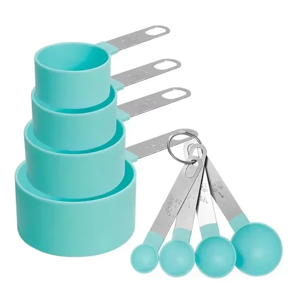 Measuring Spoons Set with Scale 8pcs Sugar Scoop Baking Flour Measuring Cups Stainless Steel Handle Kitchen Measuring Tools