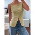 thumbnail image 5 of Womens Vest Top Trendy Button Up Tank Tops Asymmetrical Y2k Going Out Top Light Green M, 5 of 9