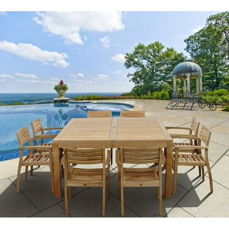 Amazonia Anniston 9 Piece Teak Square Patio Dining Set