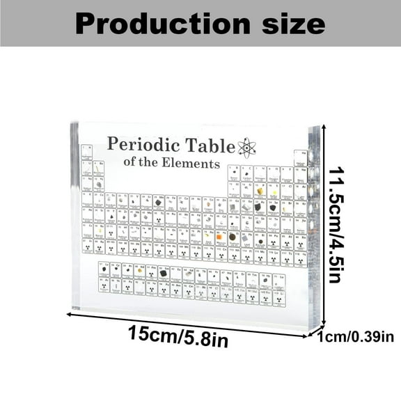 Periodic Table with Real Inside 83 Kinds of Real & Acrylic Display Stand for Science Lovers Students Chemistry Tools Gifts and Crafts Decoration, Toyeng Resin1X Element Table Ornament(Clear)