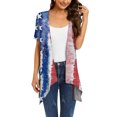 thumbnail image 1 of Lenago Summer Plus Size Cute Tops for Women Casual Printed Short Sleeve Cardigans Drape Open Front Lightweight Summer High Low Hem Tops 4th of July Outfits for Women, 1 of 4