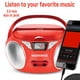 thumbnail image 5 of Magnavox MD6924 Boombox portátil con CD de carga superior y radio estéreo AM/FM en negro | Compatible con CD-R/CD-RW | Pantalla LED | Puerto auxiliar compatible | Reproductor de CD programable | (Rojo, 5 of 5