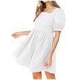 thumbnail image 2 of Women Summer Casual Dress Elegant Textured Short Sleeve Knee Length Flowy Comfortable Fashion Stylish Daily Wear, 2 of 2