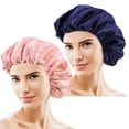 thumbnail image 1 of CNKOO  2 Pack Sleep Cap Silk Bonnet  Satin Hair Cap for Sleeping Salon Bonnet Waterproof Suitable for Female Hair Care(Black), 1 of 6