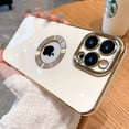 thumbnail image 1 of Funda de silicona suave con logotipo chapado de lujo para iPhone, 11, 12, 13, 14 Pro Max, X, XS, XR, 7, 8 Plus, SE, lente, cubierta protectora de cámara completa Fivean unisex, 1 of 2