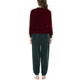 thumbnail image 3 of INSPIRE CHIC Women's Velvet Pajamas Set Long Sleeve Top and Pants Soft Warm Sleepwear XS Red, 3 of 5