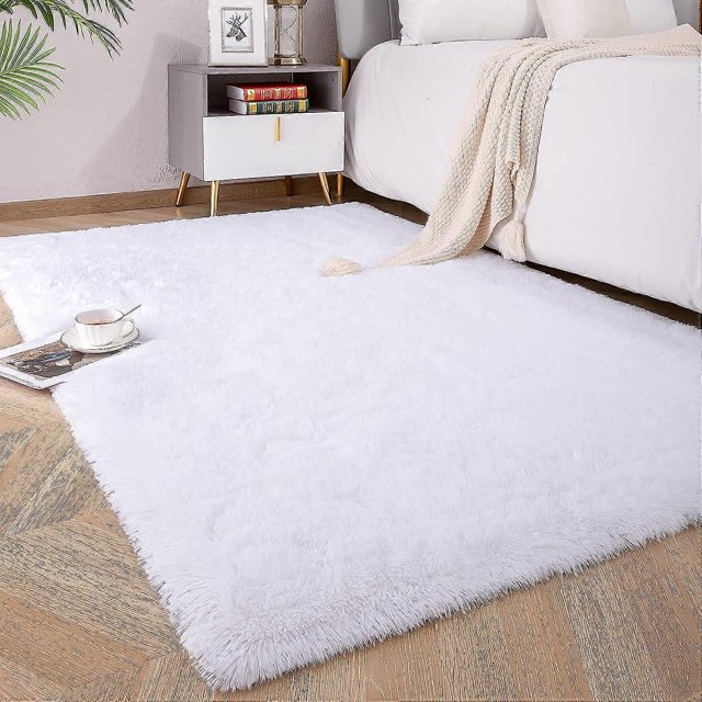 Alfombra peluda para mesita de noche, alfombra para sala de estar, piso interior, 40 * 60 cm