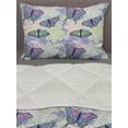 thumbnail image 3 of Floral Comforter & Sham Bedding Set, Flying Butterflies on Grunge Style Background Flowers in Pastel Tones, 3 pcs Duvet Set Microfiber Filling Quilt, 5 Sizes, Ceil Blue and Multicolor, by Ambesonne, 3 of 4