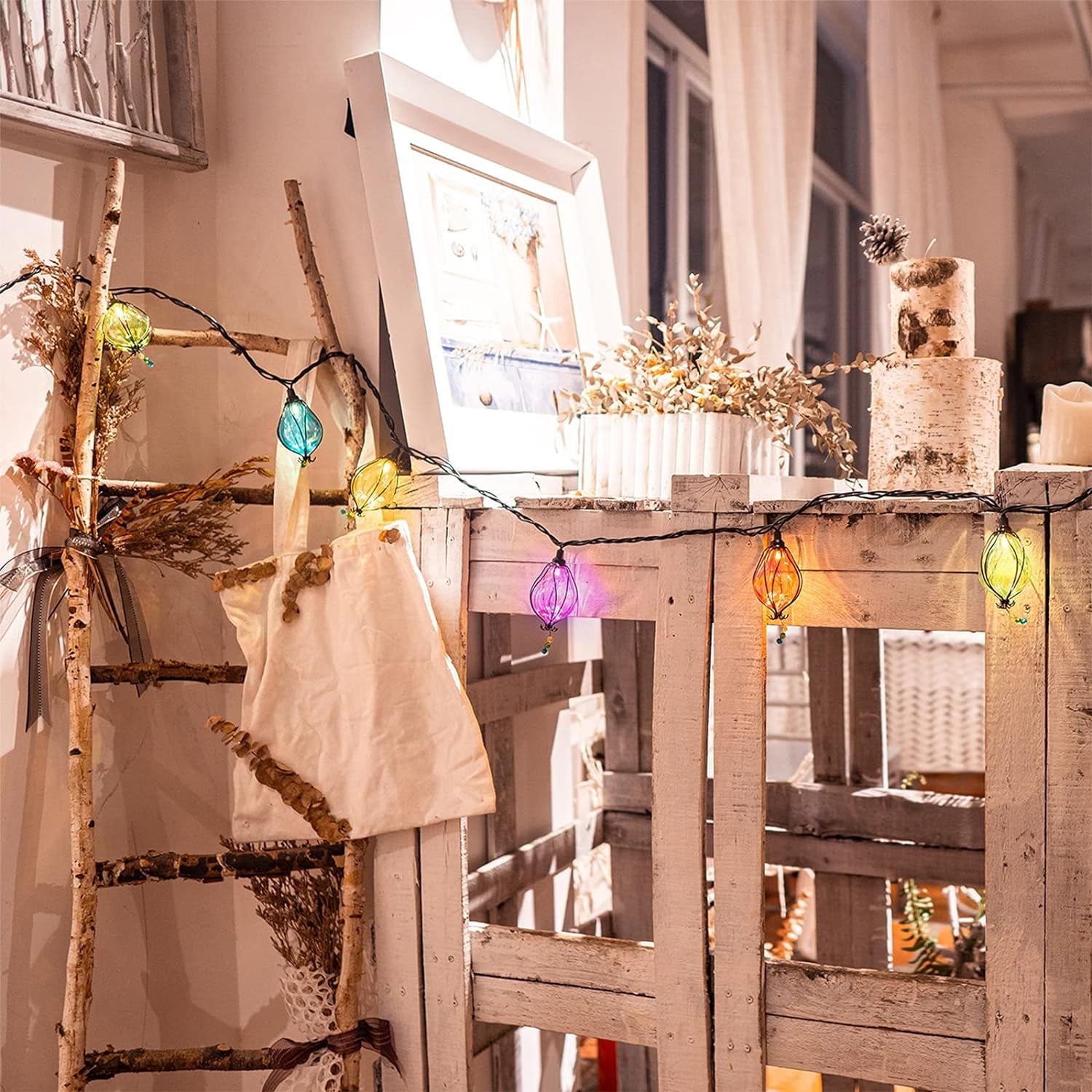 Multicolor Fairy String Lights with 10 Bulbs Connectable Waterproof Decorative Indoor String Lights for Christmas Party Birthday Wedding Festival Bedroom Outdoor Patio