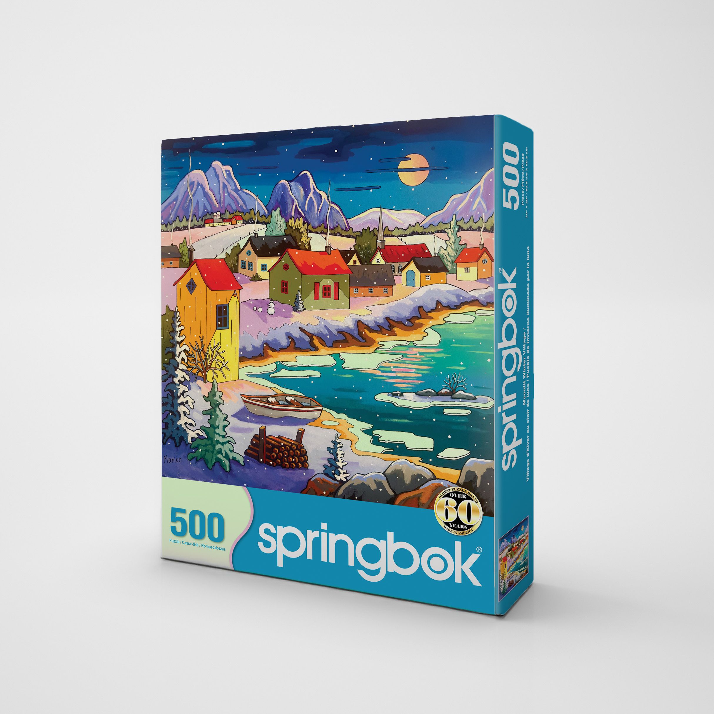 Springbok 500 Piece Moonlit Winter Village Jigsaw Puzzle for Adults