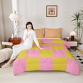 thumbnail image 4 of Castle Fairy Minimalist Grid Full Size Comforter Sets,Mid Century Plaid Bedding Sets, 4 of 8