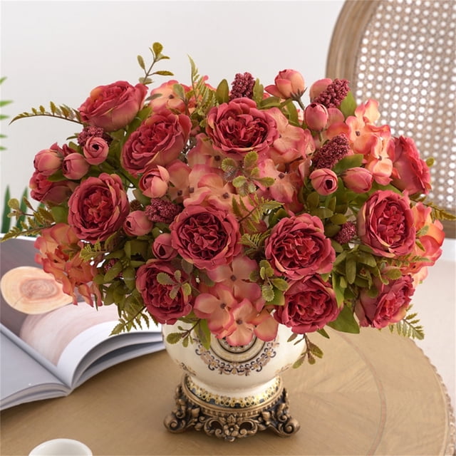 RKSTN Fake Flowers Fake Roses for Indoor Decoration Hanging Planters Outside Garden Porch Window Box UV Resistant No Fade