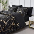 thumbnail image 2 of Gold Metallic Marble Comforter Set Queen Size,7 Piece Bed in a Bag,Foil Print Glitter Black Comforter and Sheet Set,All Season Soft Microfiber Complete Bedding Sets(Black,Queen), 2 of 12