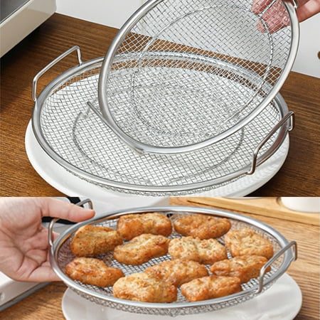 

Zruodwans Kitchen Supply Stainless Steel Heat Resistant Mesh Strainer Net Baskets with Handles & Resting Base Strain Anti-scalding Chef Fried Strainer Kitchen Gadget