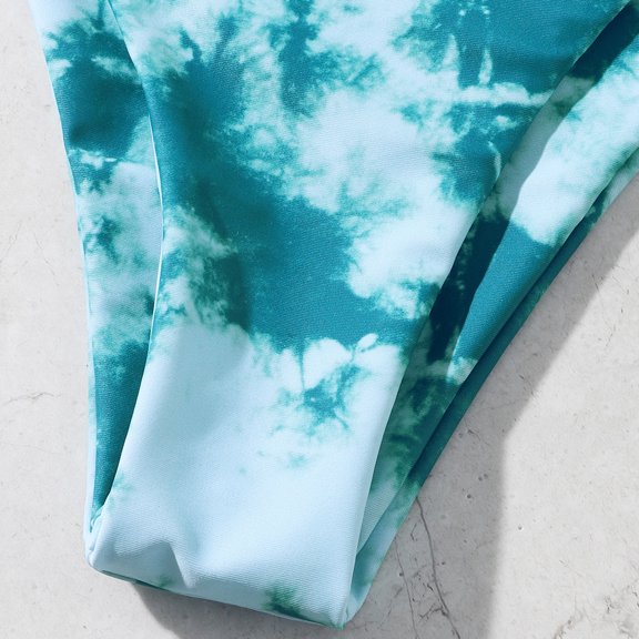 Vedolay Girls Swimsuit Girl's 3 Piece Bikini Sets Ribbed Wrap Spaghetti Strap Swimsuit with Beach Skirt,Green 5-6 Years