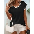 thumbnail image 6 of Women'S Sleeveless Sweater Casual V Neck Cap Sleeve Knit Pullover Tank Tops Black S, 6 of 9