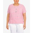 thumbnail image 4 of Alfred Dunner Womens Plus-Size Stripe Texture Knit Top With Necklace, 4 of 6