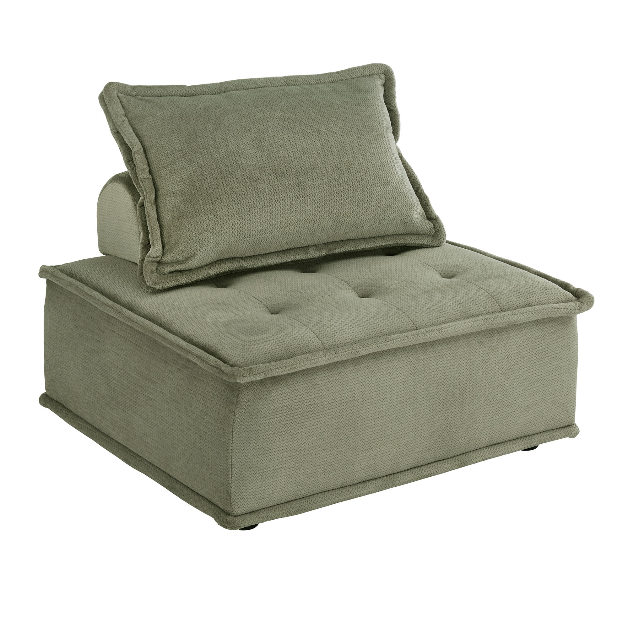 Weston Home Skagway Velvet Tufted Modular Accent Chair with Pillow Back, Moss Green