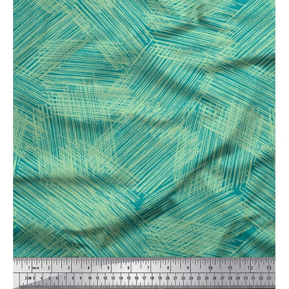 Soimoi Green Poly Georgette Fabric Abstracts Abstract Print Fabric by the Yard 42 Inch Wide