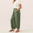 thumbnail image 5 of GUACER Lounge Trousers for Women Elastic Waisted Cotton Linen Wide Leg Pants with Pockets Casual Barrel Pants, 5 of 8