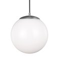 thumbnail image 2 of 6022-04-Generation Lighting-Sea Gull Lighting-Hanging Globe-150W One Light Pendant in Contemporary Style-12 Inch wide by 12.5 Inch high Satin Aluminum, 2 of 2