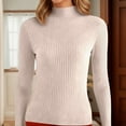 thumbnail image 4 of Fiaer Chandail à Col Roulé pour Femmes Automne Grande Taille Manches Longues Ajusté Chaud Uni Confort Tricoté Beige TG, 4 of 7