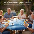 thumbnail image 3 of Round Outdoor Tablecloth with Umbrella Hole and Zipper, Navy Blue Ombre Tablecloth with Elastic Waterproof, Summer Beach Ocean Waves Coastal Patio Table Covers for 36" - 44" Picnic Pool Tables, 3 of 9