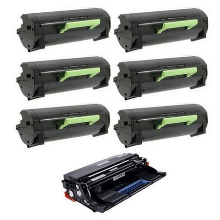 PrinterDash Compatible with Lexmark MS-711DN/MS-811DN/MS-811N/MS-812DE/MS-812DN/MS-812DTN Combo Pack (1-Drum Unit/6-Extra High Yield Toners) (NO. 520XA) (52D0Z0E_1PK/52D2X0E_6PKVB)
