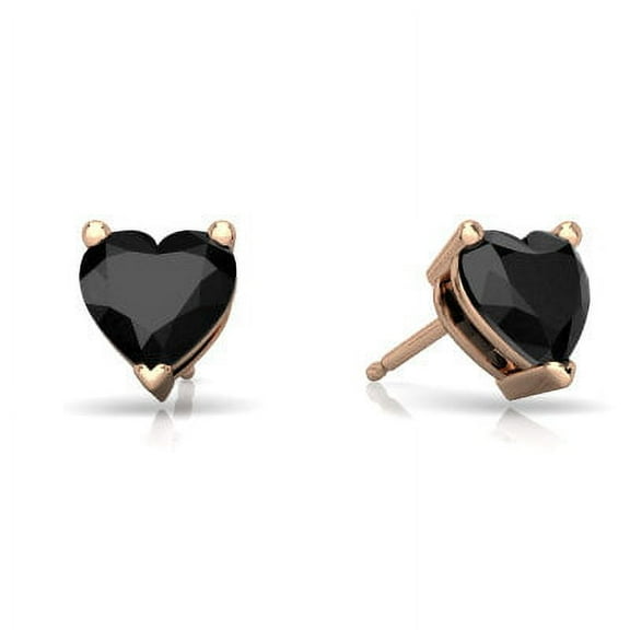 PJ Jewelry Heart-Shaped Black Sapphire 2 ct. t.w. Rose Gold-Plated Stud Earrings