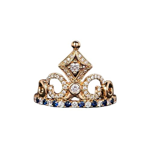 HeartsAndYou Princess Crown Women Engagement Ring for Women 2.2ct Round Cut Moissanite 18k Yellow Gold over Silver