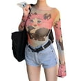 thumbnail image 5 of hirigin Women Cartoon Face Print Bodycon Short Dress Slim Fit Colorful Long Sleeve Crew Neck Cocktail Party Mini Dress, 5 of 9