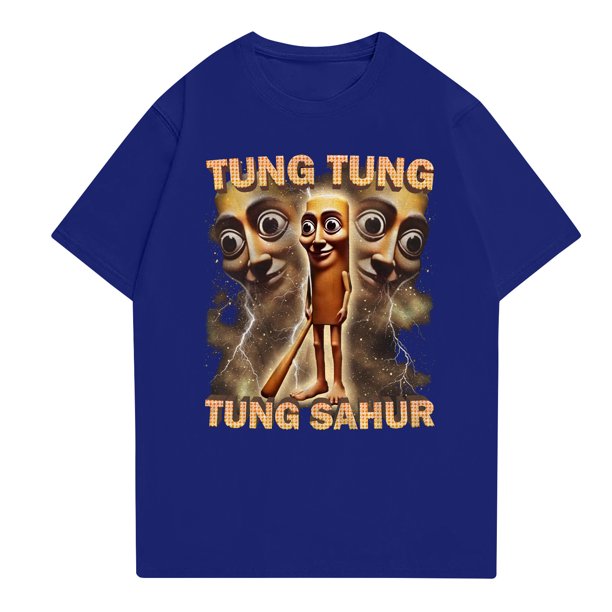 Moonsky AI/tungtungtungsahur T-Shirt Summer Tshirts Casual Loose Girls T Shirt Graphic Clothes Fashionable Round Neck Short Sleeve Work Clothes Printed Tops For Aldult Summer Tops(2XL#Dark Blue)