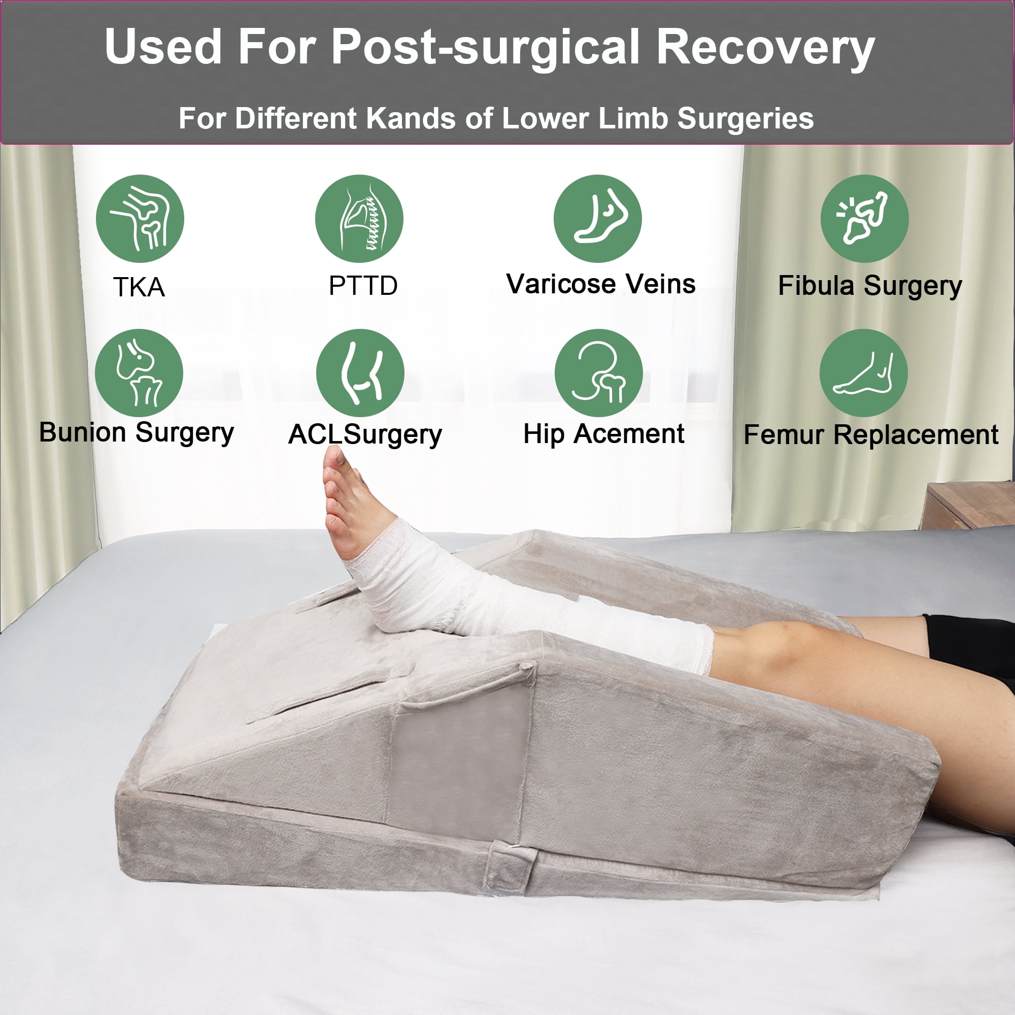 WDBBYL Leg Elevation Pillow, Adult, Removable Cover, Faux Velvet, 1 Pack