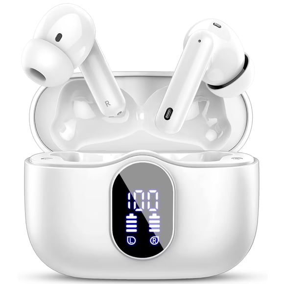 Audífonos Inalámbricos, Audífonos Bluetooth 5.4 Estéreo de Bajos, Audífonos con Micrófono con Cancelación de Ruido y Pantalla LED, 36H de Reproducción en Audífonos Intrauditivos, Audífonos Deportivos