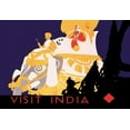 thumbnail image 2 of Vintage Elephant 18x14 Black Ornate Wood Framed with Double Matting Museum Art Print Titled - Visit India, 2 of 4