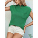 thumbnail image 4 of Top de Tirantes de Punto Holgado con Cuello Alto y Mangas para Mujer, de Verano, Verde, Talla M, 4 of 9