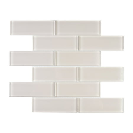 WS Tiles - Premium Ivory 2 in. x 6in. Glass Subway 12 in. x 12 in. Mesh-Backed Wall Tile (5 sq. ft. / Case)