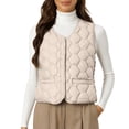 thumbnail image 2 of Women's Lightweight Down Vest, Sleeveless Quilted Puffer Jacket with Cotton Blend Shell, Warm Winter Insulated Vest, Slim Fit Casual Sleeveless Coat for Women, Cold Weather Thermal Vest White XXXXXL, 2 of 4