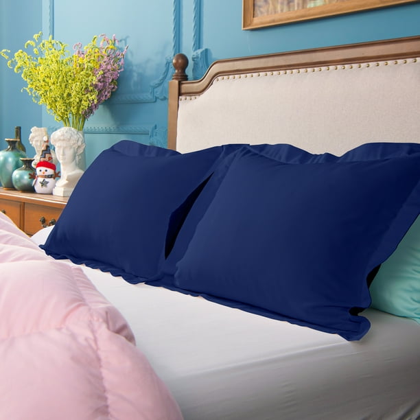 Ntbay 2 Pack Double Brushed Microfiber King Pillow Shams with 2 Flange Wrinkle Fade Stain Resistant Sham 20 x36