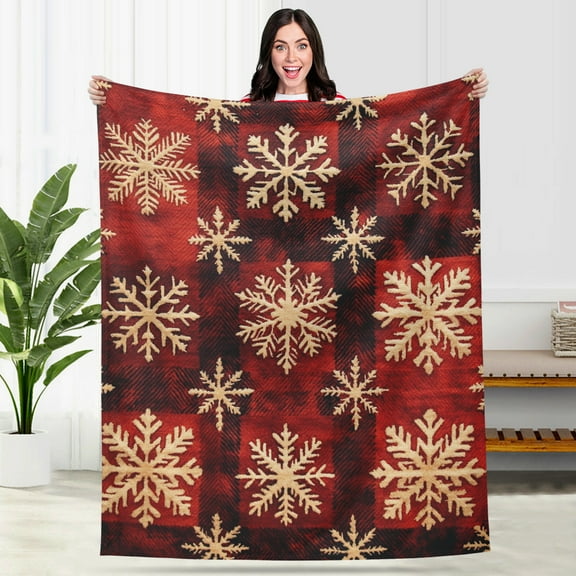 Kuscheln Christmas Blanket for Women Kids Men, Holiday Throw Blanket with Santa Snowflakes Xmas Tree, Cozy Winter Blanket for Couch Bed, Christmas Gift for Family Friends, Warm Xmas Blanket Decor