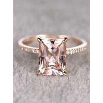Limited Time Sale: 1.25 Carat Peach Pink Morganite (princess cut Morganite) and Diamond Engagement Ring in 10k Rose Gold