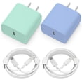thumbnail image 2 of Cargador para iPhone [certificado MFi] Paquete de 2 adaptadores de cargador rápido de pared PD USB C de 20 W con 2 paquetes de 6 pies tipo C a cable Lightning compatible con iPhone 14 13 12 11 Pro Max, 2 of 3