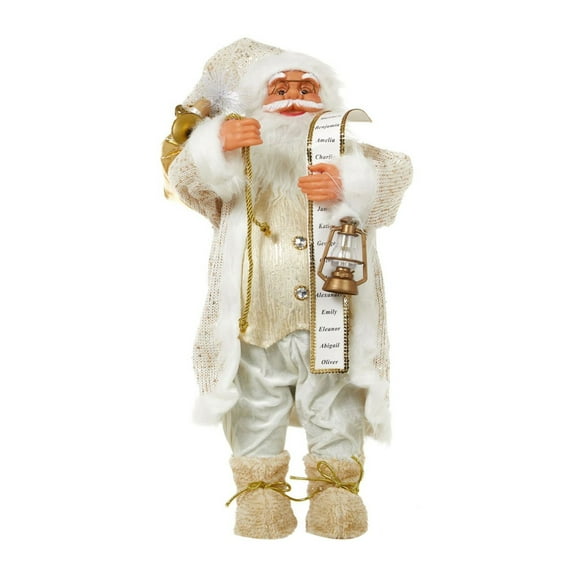 UYUH Glittering Handmade Porcelain Santa Statue 18 Inch, Traditional Santa Figurine for Christmas Decor, Holiday Home Decorations, Mantel & Tabletop Decor