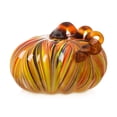 thumbnail image 2 of Glitzhome  Fall Multi Striped Handblown Glass Pumpkins for Thanksgiving B 8.66" X 8.66" X 6.5", 2 of 5