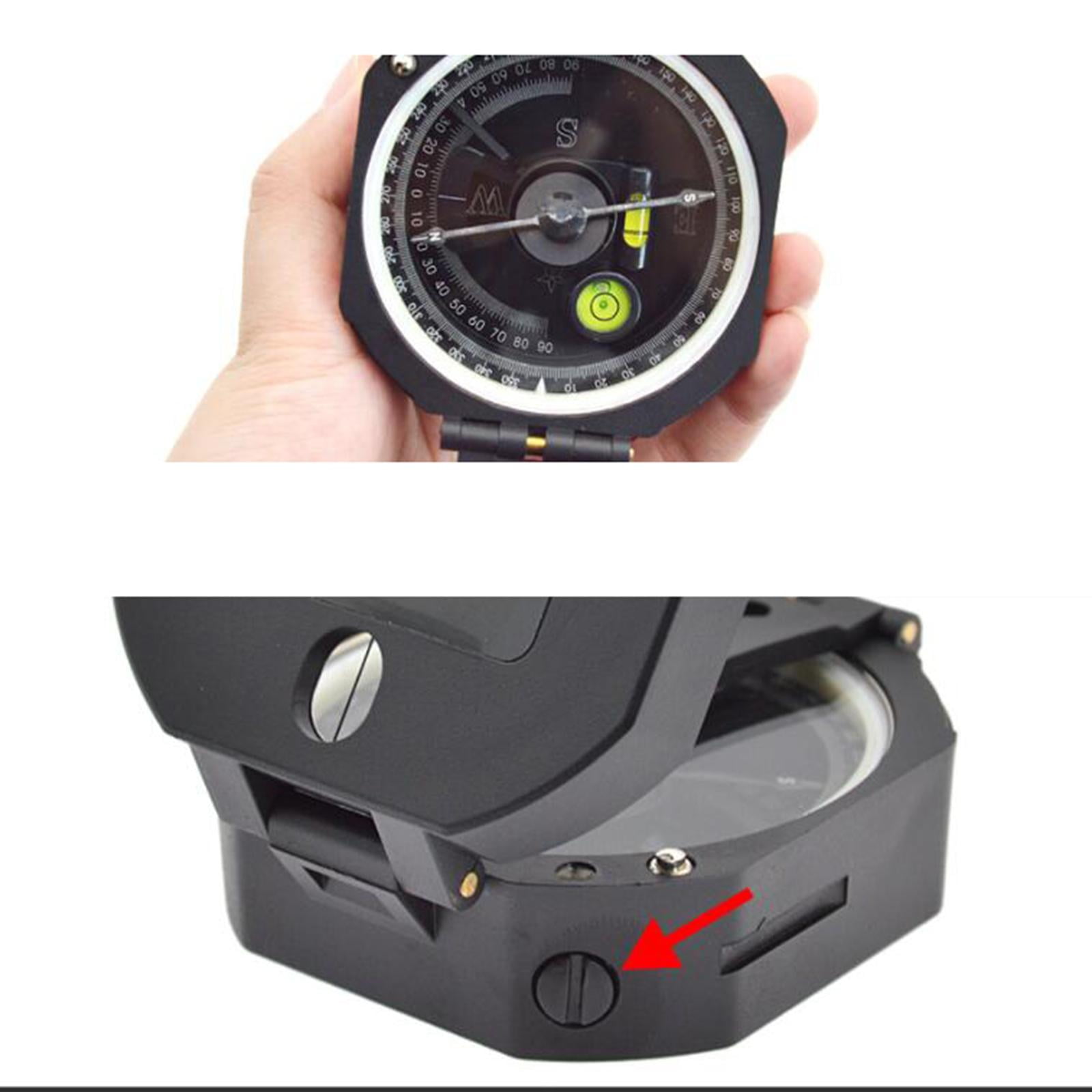 Wswqop Camping Compass Mirror with Pouch Lightweight Fluorescent for Hiking Backpacking