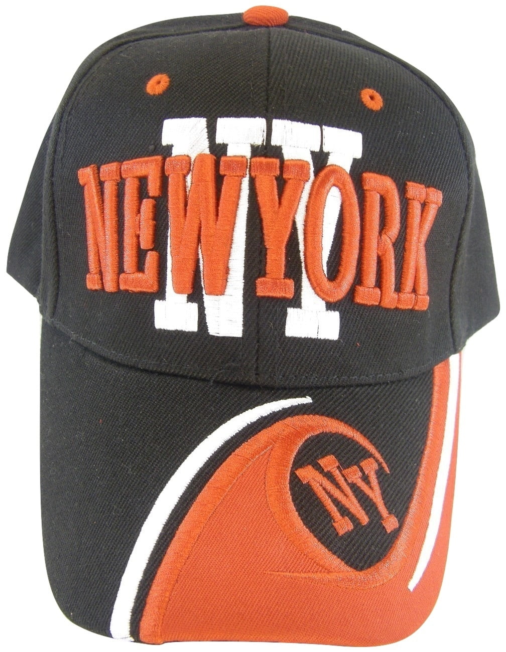 New York City Men's NY Wave Pattern Adjustable Baseball Cap (Black/Red