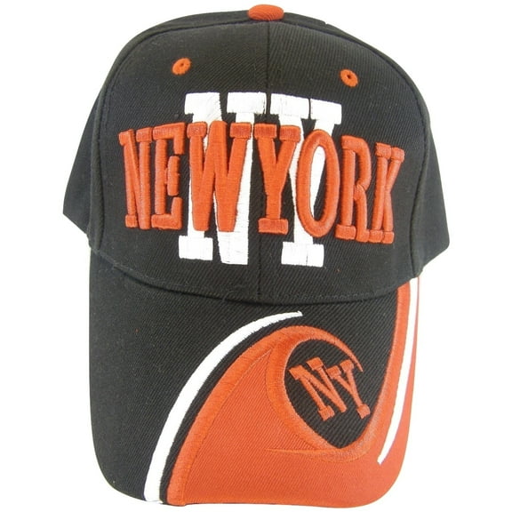 New York City Men's NY Wave Pattern Adjustable Baseball Cap (Black/Red)